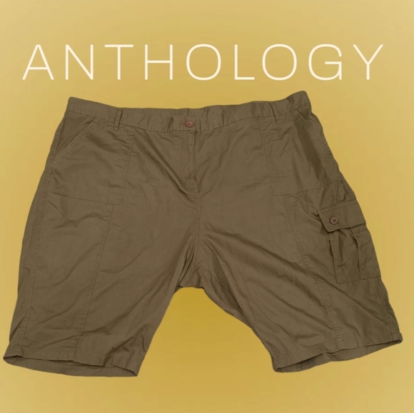 anthology Pants - Anthology Cargo Short Pants Plus Size Women's 28 Army Green Lightweight - NWOT